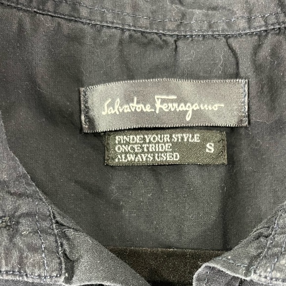 NAVY SALVATORE FERRAGAMO BUTTON DOWN SHIRT SMALL - Picture 2 of 5